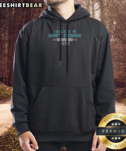 Original I Believe In Happy Endings 1892 Hoodie in black, featuring bold white text on the chest
