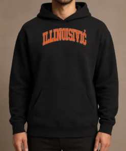 Original Illinoisivic Il Balkan Ball Hoodie in black, featuring front pocket and adjustable drawstring hood