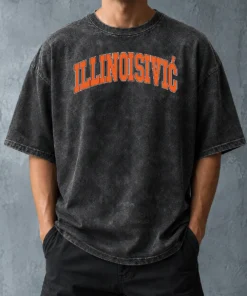 Original Illinoisivic Il Balkan Ball Washed T Shirt showing front view of soft washed cotton tee