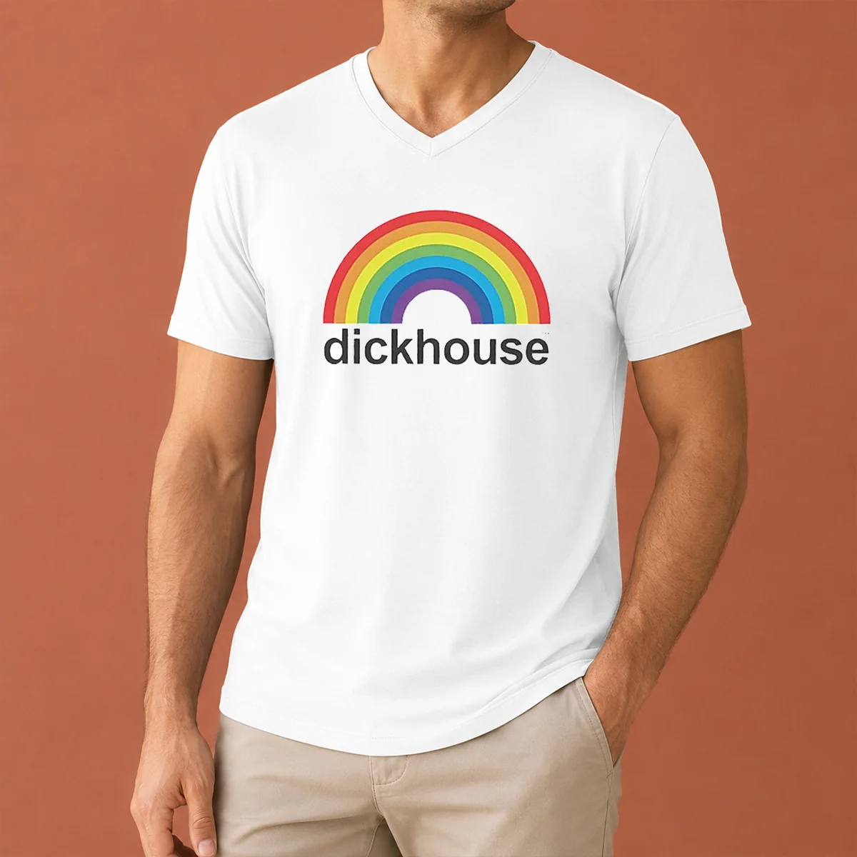 Original Jackass Dickhouse Productions Rainbows V-Neck Shirt Original Jackass Dickhouse Productions Rainbows V-Neck Shirt