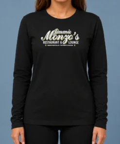 Original Jimmie Monzo'S Restaurant And Lounge Monroeville Pennsylvania long sleeve shirt in white, featuring vintage logo print