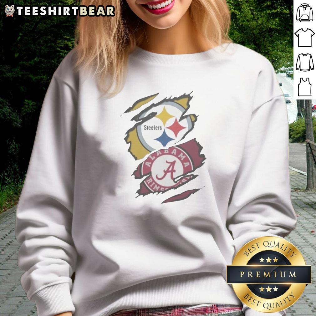 Original Pittsburgh Steelers Alabama Crimson Tide Dual Team Logo Design Shirt on Sweatshirt Original Pittsburgh Steelers Alabama Crimson Tide Dual Team Logo Design Shirt shown as a sweatshirt preview