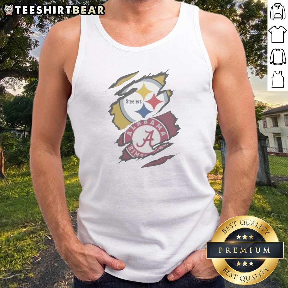 Original Pittsburgh Steelers Alabama Crimson Tide Dual Team Logo Design Shirt on Tank Top Original Pittsburgh Steelers Alabama Crimson Tide Dual Team Logo Design Shirt shown as a tank top preview