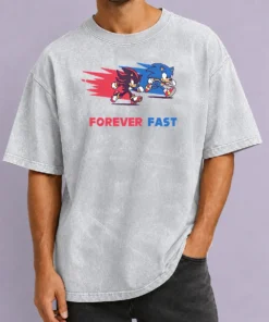 Original Shadow The Hedgehog Forever Fast Cartoon Washed T-Shirt