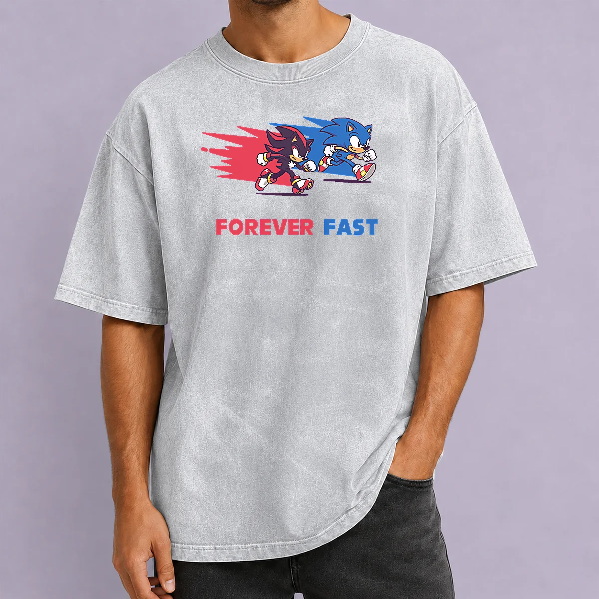 Original Shadow The Hedgehog Forever Fast Cartoon Washed T-Shirt
