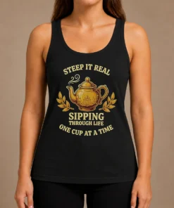 Original Steep It Real Sipping Through Life One Cup At A Time Teapot Tank Top