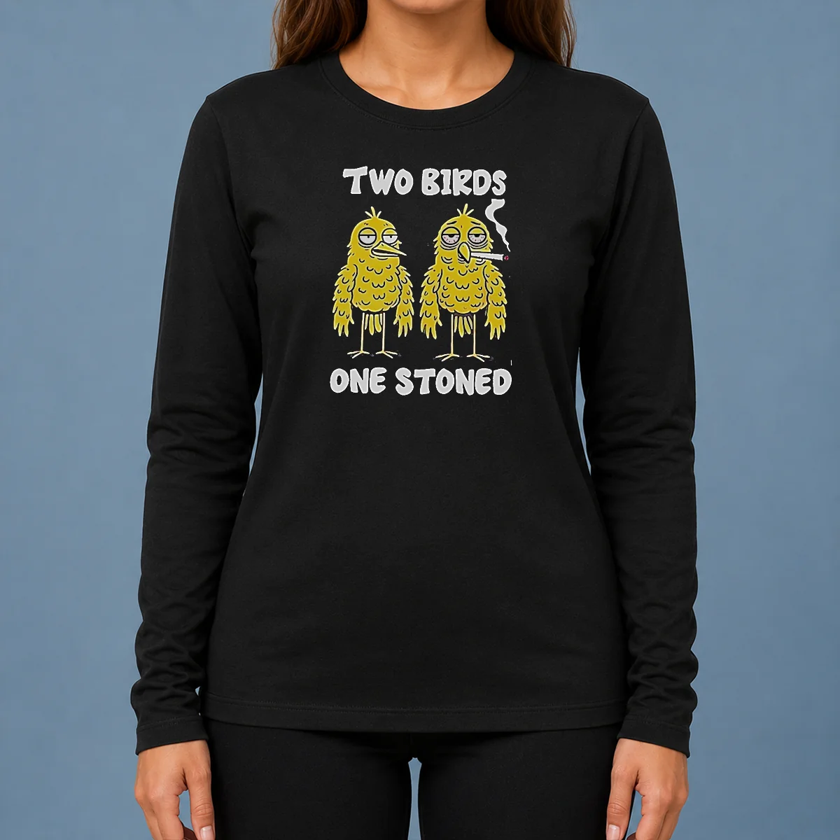 Original Two Birds One Stoned Smoking Long Sleeve Shirt