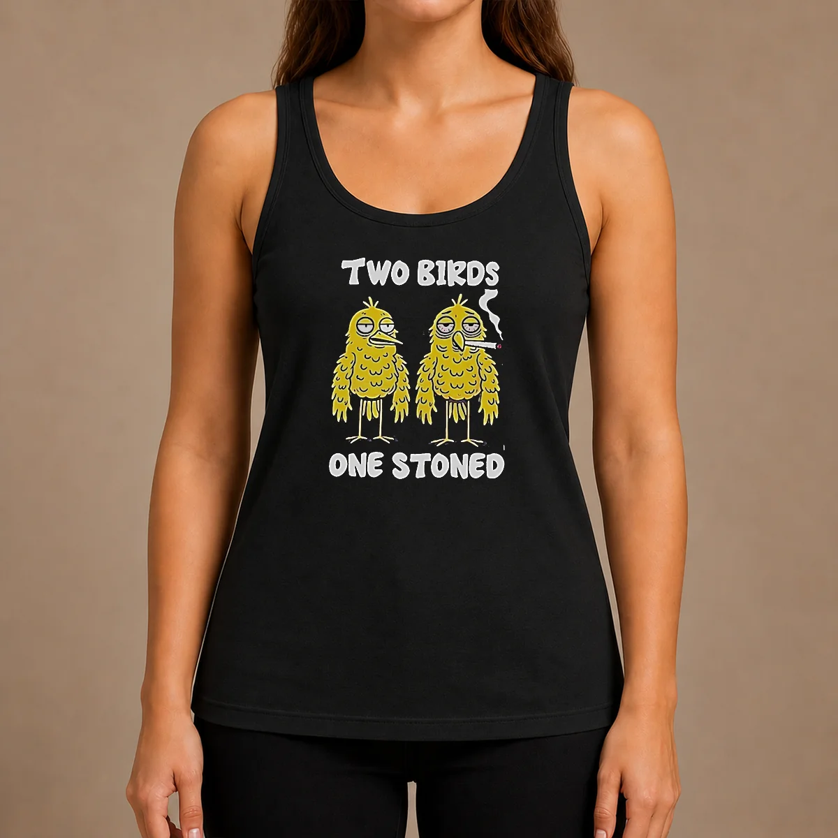 Original Two Birds One Stoned Smoking Tank Top