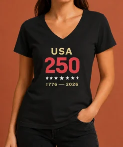Original USA 250 1776 2026 Patriotic American Independence Anniversary V-Neck Shirt