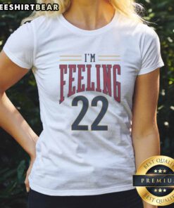 Premium Cleveland Cavaliers I'M Feeling 22 Basketball Team NBA Logo Ladies Shirt featuring vibrant team colors.