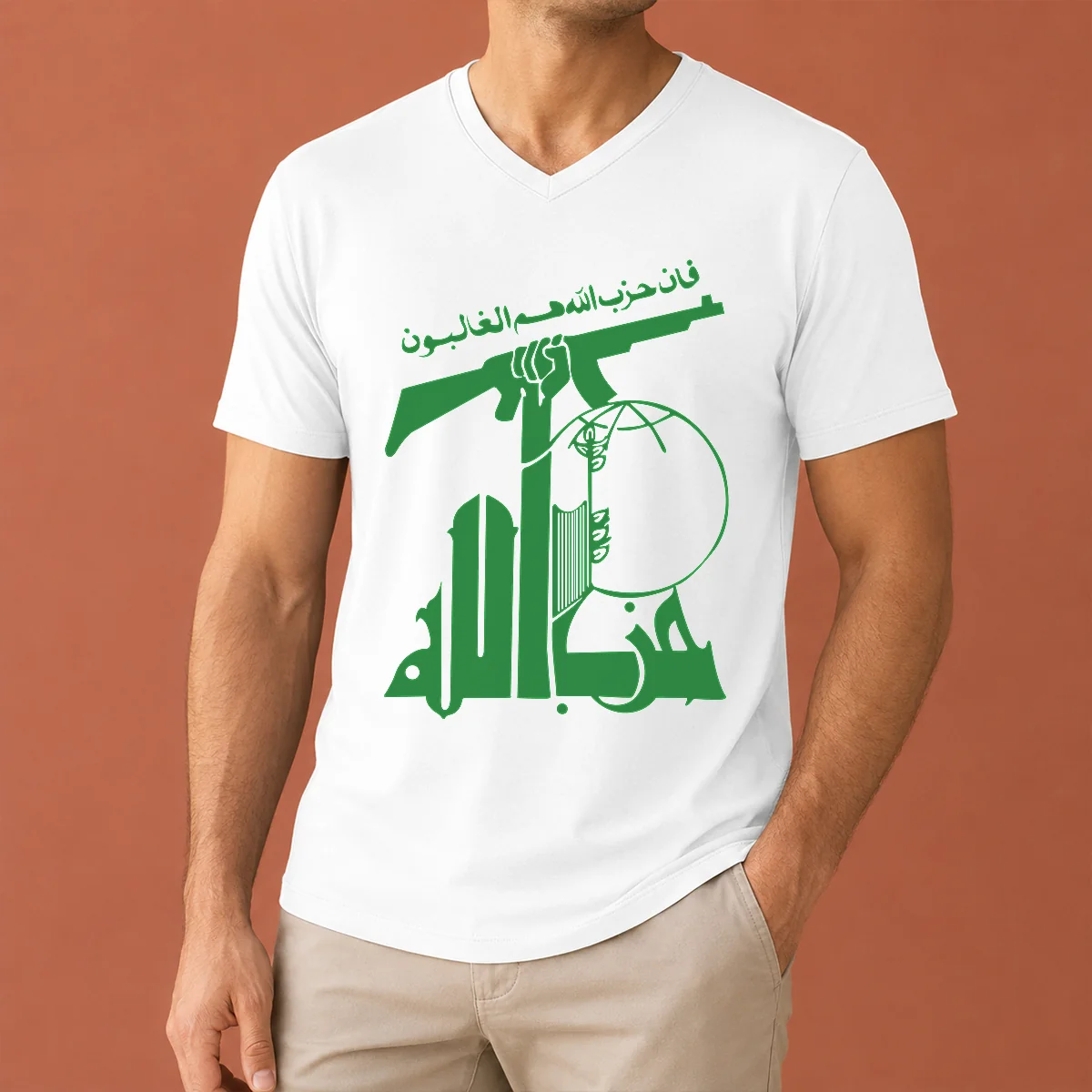 Premium Flag Of Hezbollah V-Neck Shirt Premium Flag Of Hezbollah V-Neck Shirt