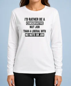Premium ID Rather Be A Conservative Nut Job Than A Liberal With No Nuts And No Job long sleeve shirt in black, front view
