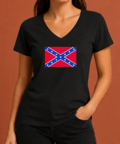 Premium Mark Lee Confederate Flag 2026 V Neck Shirt in dark fabric with bold flag graphic on front
