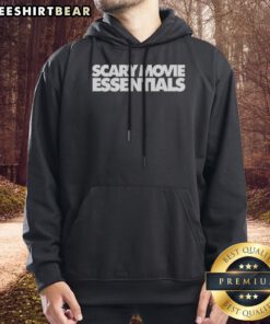 Premium Marlon Wayans Scary Movie Essentials Hoodie in black, featuring bold white text and graphic design on the front