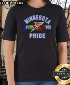 Premium Minnesota Frost PWHL Pride Month Ladies Shirt featuring vibrant pride colors and comfortable fit.