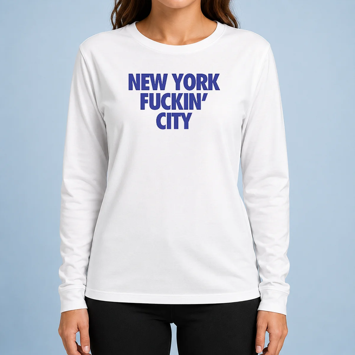 Premium New York Fuckin City Text Typography Long Sleeve Shirt