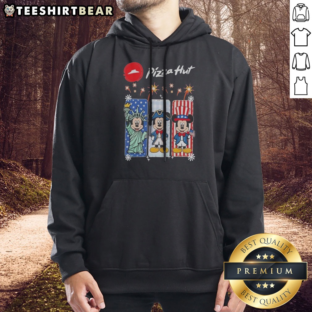 Premium Pizza Hut Mickey Mouse USA Patriotic Fireworks Shirt on Hoodie Premium Pizza Hut Mickey Mouse USA Patriotic Fireworks Shirt shown as a hoodie preview