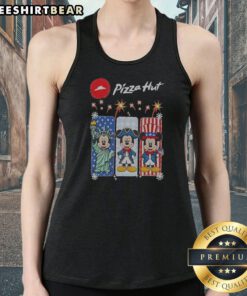 Premium Pizza Hut Mickey Mouse USA Patriotic Fireworks Tank top featuring vibrant patriotic fireworks and classic Mickey Mouse design