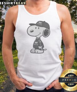 Premium Snoopy Gadillac Formula 1 Team Tank Top in white with graphic print featuring Snoopy and racing elements