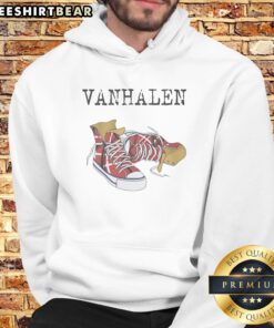 Premium Van Halen Right Here Right Now Tour Vintage Hoodie displayed in a cozy setting