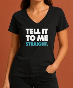 Premium World Of Wonder Stop That Train Tell It To Me Straight Gay V Neck Shirt in dark color showing front design and V neckline