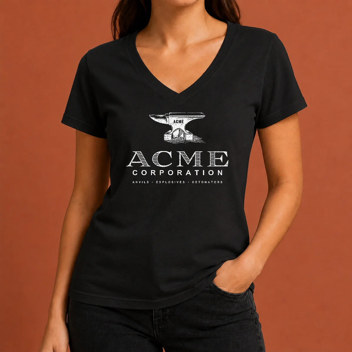 Pretty ACME Corporation Anvils Explosives Detonators V-Neck Shirt Pretty ACME Corporation Anvils Explosives Detonators V-Neck Shirt