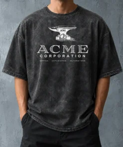 Pretty ACME Corporation Anvils Explosives Detonators Washed T Shirt in soft, faded cotton fabric with vintage look