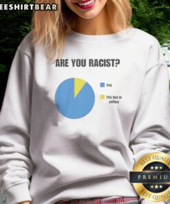 Pretty Are You Racist Yes Yes But In Yellow Sweatshirt showcasing vibrant yellow color and bold graphic design.