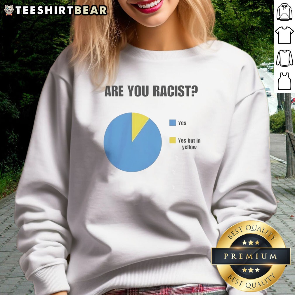 Pretty Are You Racist Yes Yes But In Yellow Shirt on Sweatshirt Pretty Are You Racist Yes Yes But In Yellow Shirt shown as a sweatshirt preview