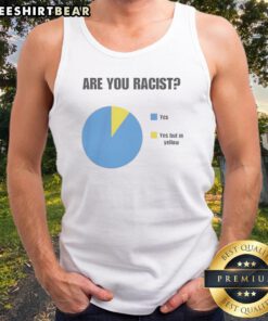 Pretty Are You Racist Yes Yes But In Yellow Tank top featuring bold text design on a vibrant yellow background.
