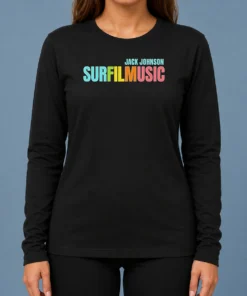Pretty Jack Johnson Surfilmusic Tour 2026 Long Sleeve Shirt in white, featuring tour graphic on front
