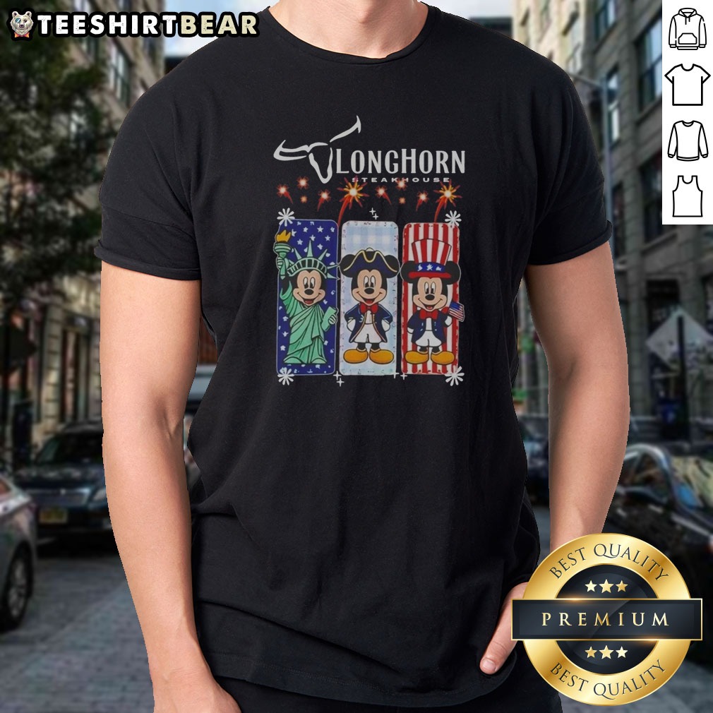 Pretty Longhorn Steakhouse Mickey Mouse Patriotic USA Characters Shirt on Classic Shirt Pretty Longhorn Steakhouse Mickey Mouse Patriotic USA Characters Shirt shown as a classic shirt preview