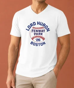 Pretty Lord Huron Boston Fenway Park Ma Baseball June 22 2026 V Neck Shirt in white, front view
