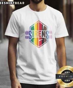 Pretty New York Sirens Pride LGBTQ Rainbow Flag Shirt featuring vibrant rainbow colors and a unique design.