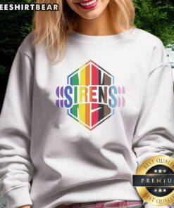 Pretty New York Sirens Pride LGBTQ Rainbow Flag Sweatshirt featuring vibrant rainbow colors on a cozy fabric.