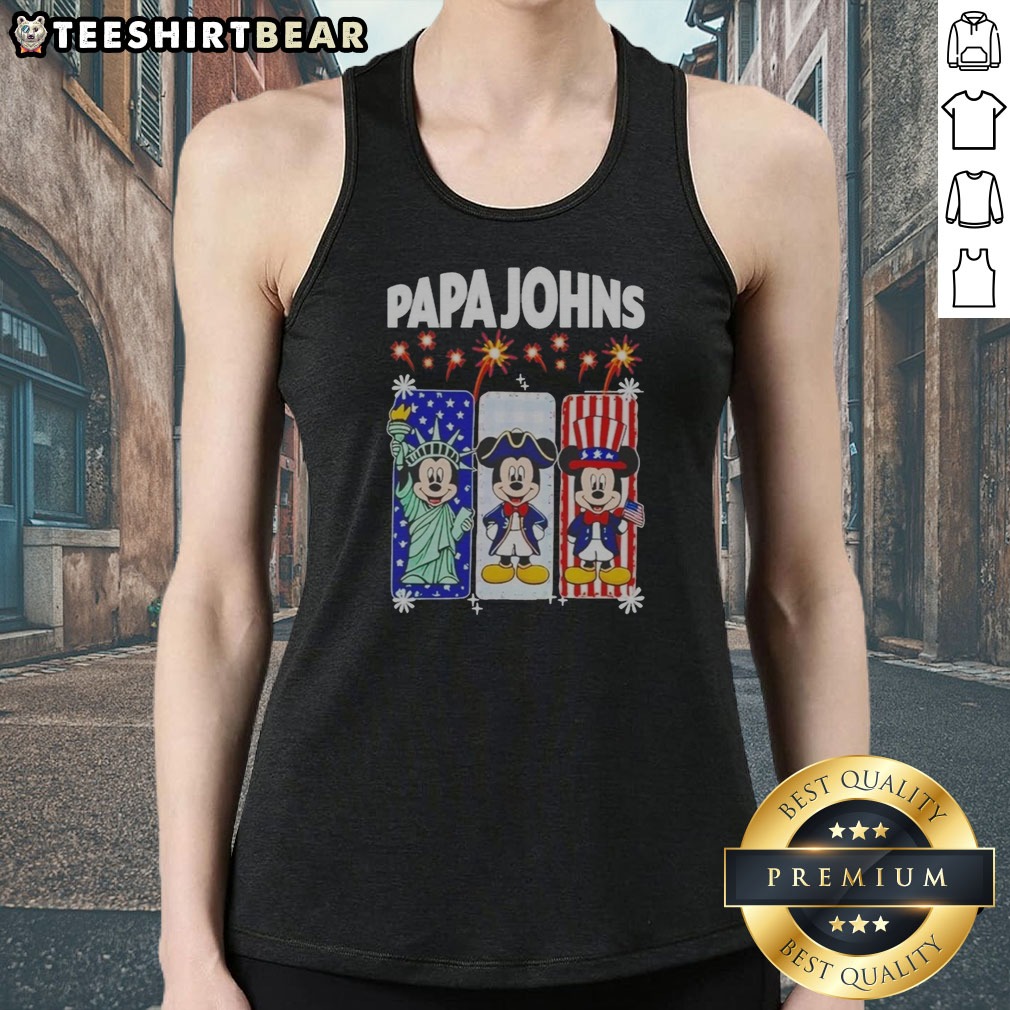 Pretty Papa Johns Mickey Mouse And Friends USA Patriotic Shirt on Tank Top Pretty Papa Johns Mickey Mouse And Friends USA Patriotic Shirt shown as a tank top preview