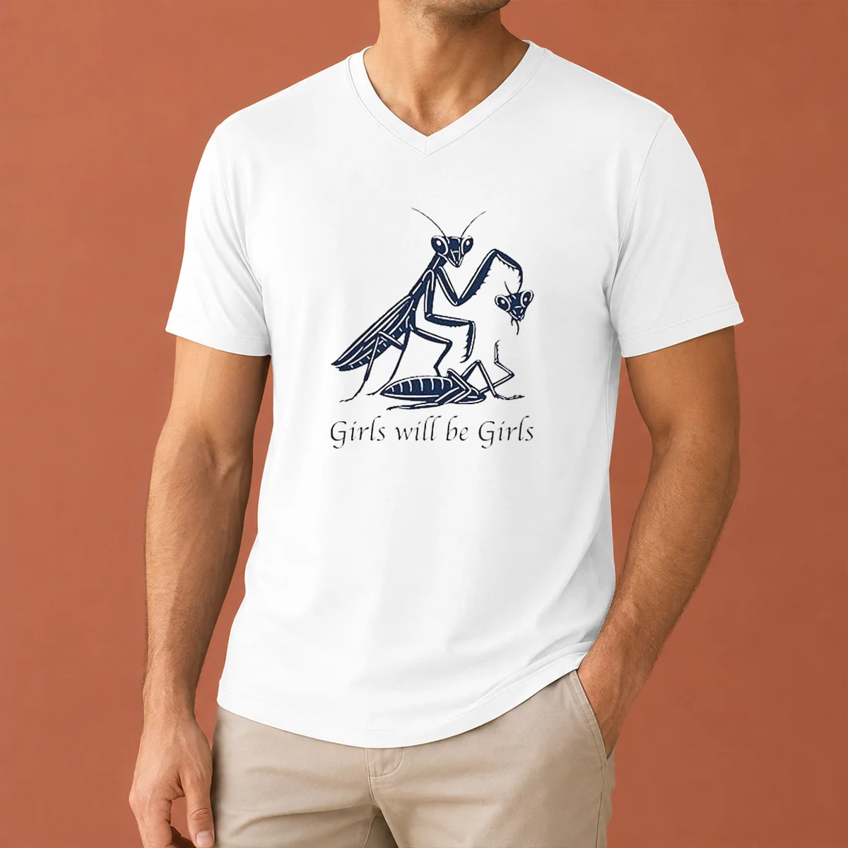Pretty Praying Mantis Nature Science Biology V-Neck Shirt Pretty Praying Mantis Nature Science Biology V-Neck Shirt