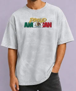 Pretty Proud American Eagle Washed T Shirt showing front design on soft, faded fabric