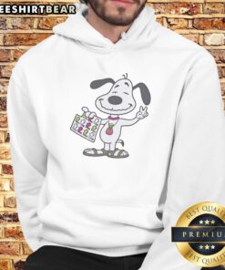 Pretty Snoopy Hippie Woodstock Sheet Parody Pop Culture Peanuts Character Casual Hoodie displayed on a hanger
