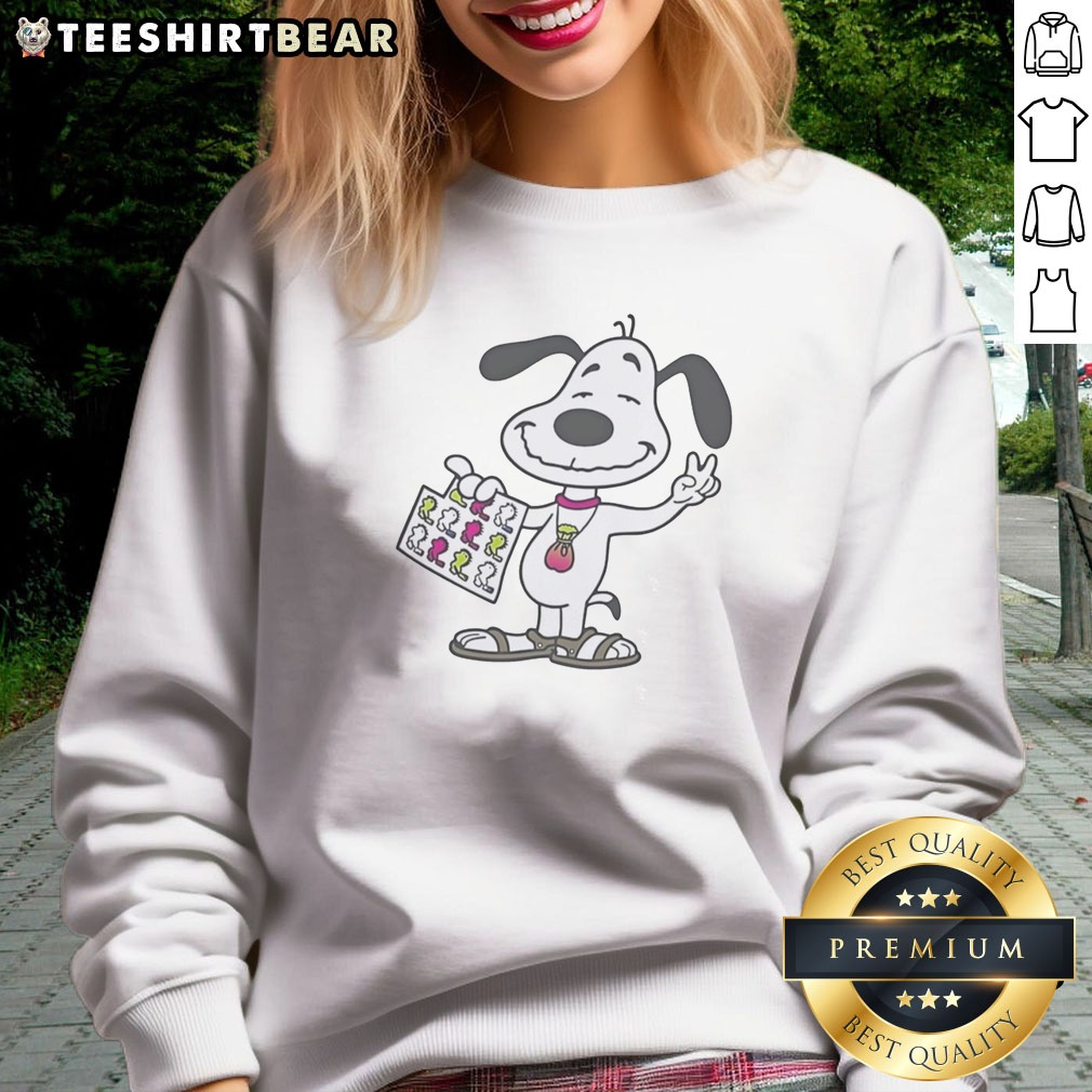Pretty Snoopy Hippie Woodstock Sheet Parody Pop Culture Peanuts Character Casual Shirt on Sweatshirt Pretty Snoopy Hippie Woodstock Sheet Parody Pop Culture Peanuts Character Casual Shirt shown as a sweatshirt preview