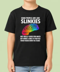 Pretty Some People Are Like Slinkies Not Really Good For Much But Bring A Smile To Your Face Vintage Kids T Shirt in white, short sleeve cotton tee