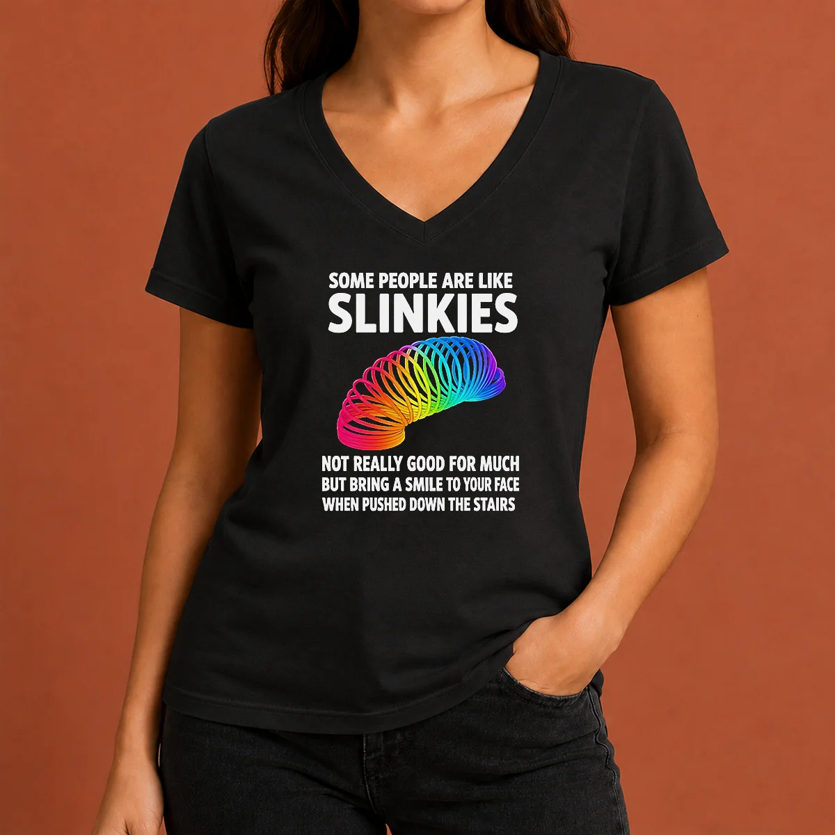 Pretty Some People Are Like Slinkies V-Neck Shirt Pretty Some People Are Like Slinkies V-Neck Shirt