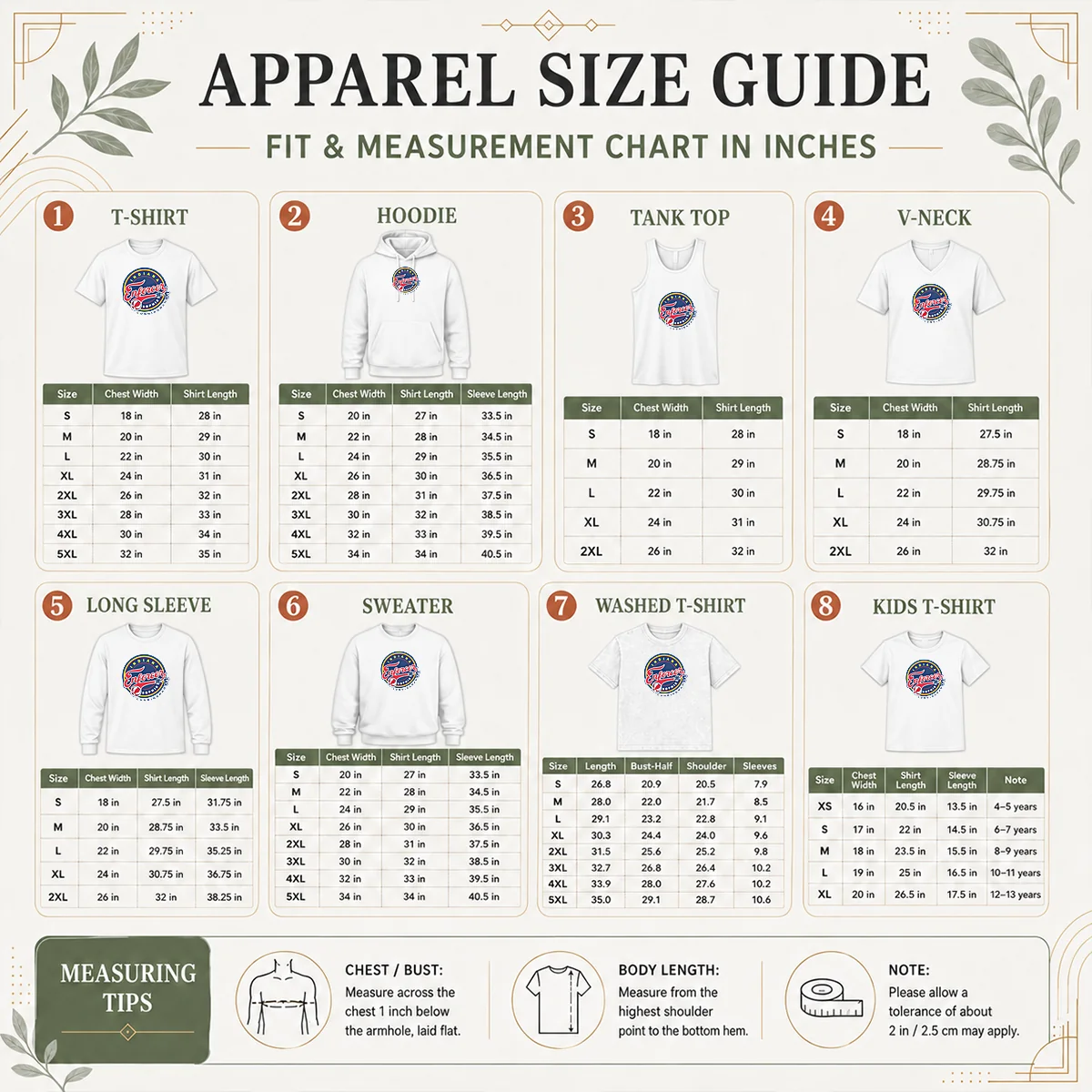 Pretty Sophie Cunningham Indiana Enforcer Sophie The Enforcer Size Chart Size chart for Pretty Sophie Cunningham Indiana Enforcer Sophie The Enforcer with measurements in inches and cm