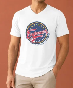 Pretty Sophie Cunningham Indiana Enforcer Sophie The Enforcer V Neck Shirt in classic black with a V neck collar