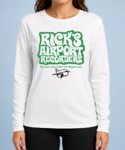 Pretty Tom Petty Rick'S Airport Recorders The Best Round Long Sleeve Shirt in white with graphic print on front