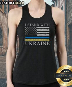 Pretty United States America USA I Stand With Ukraine Tank top showcasing patriotic spirit and support for Ukraine.