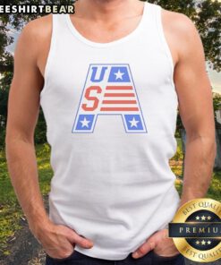 Pretty USA Patriotic Letter A With Stars And Stripes Tank top featuring a bold letter A design