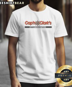 Top Cap'N Clark'S Ottoman Empire Nautical Ship Wheel Parody Pun Funny Comedy Shirt featuring a humorous nautical design.