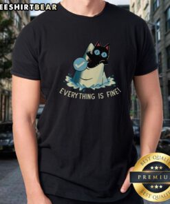 Top Everything Is Fine Shark Attack Cat Shirt featuring a playful cat design