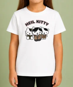 Top Heil Kitty Parody Satire Cartoon Funny Kids T-Shirt